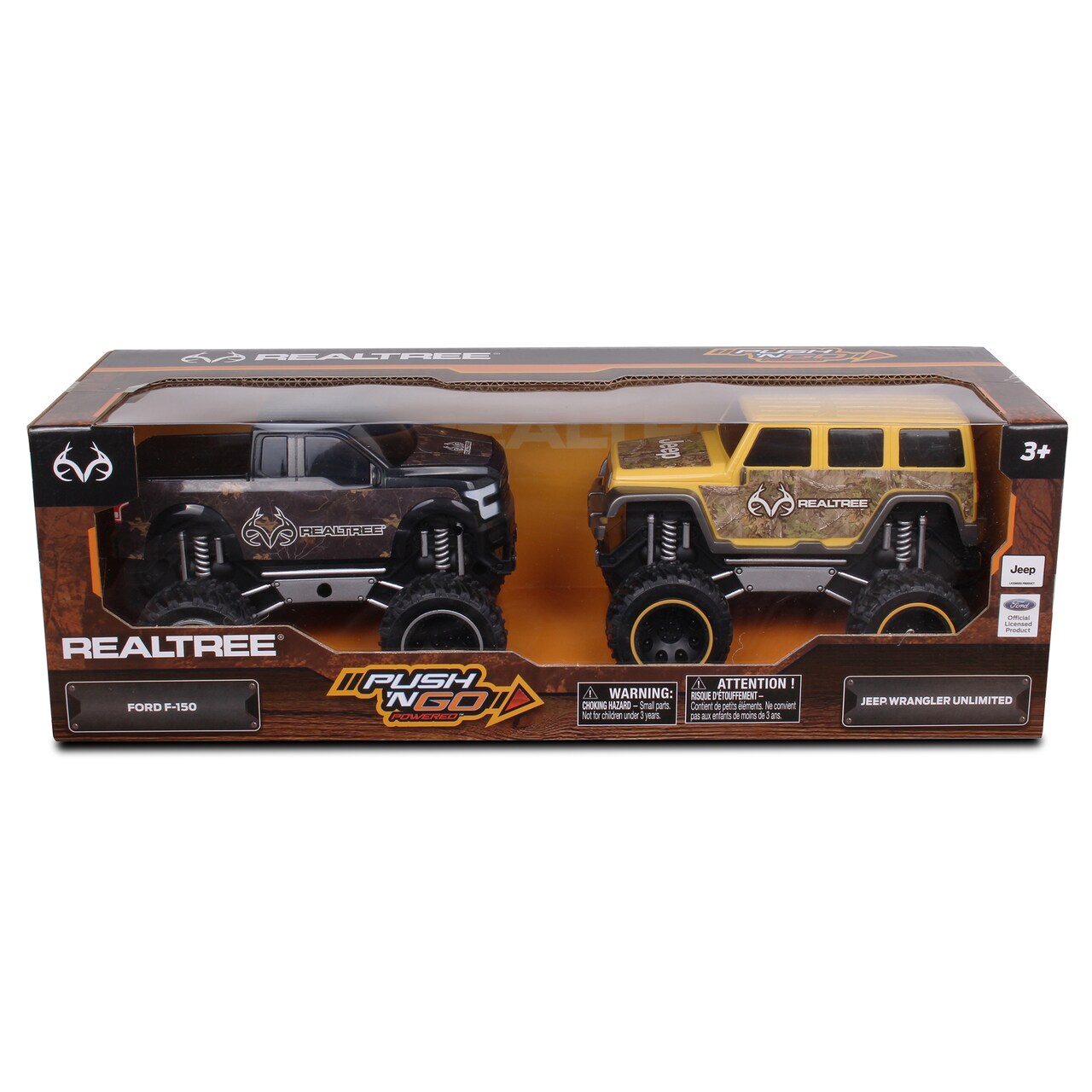 RealTree: Push & Go Ford F-150 & Jeep Wrangler Unlimited Trucks, 2 Pack